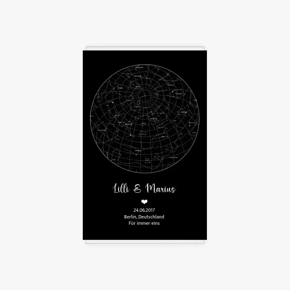 Sternenkarte Acrylschild mit Holzstandfuß