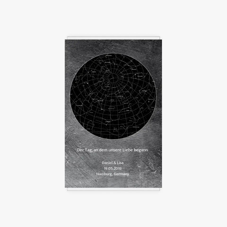 Sternenkarte Acrylschild mit Holzstandfuß - Der Tag, an dem unsere Liebe begann