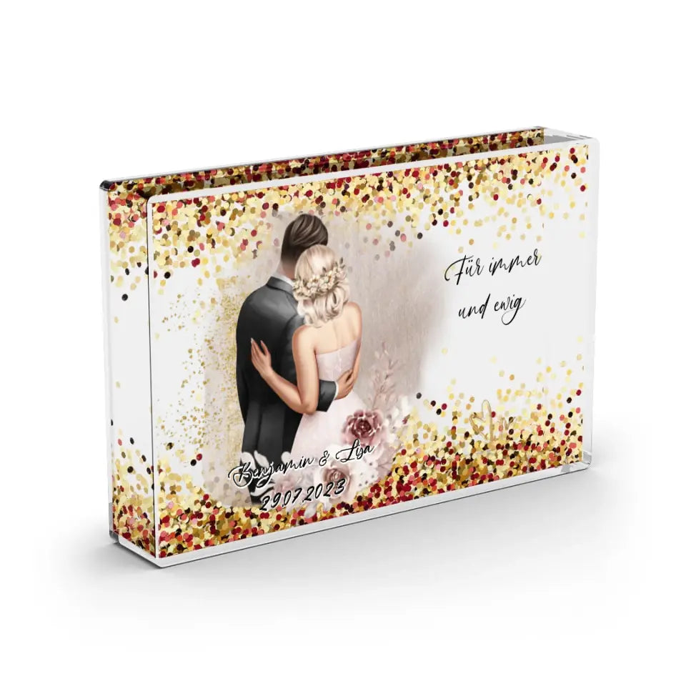 Hochzeit - Schneekugel RoseGold Pailletten