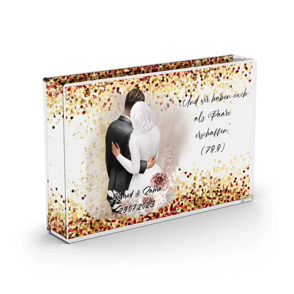 Paar Hochzeit - Schneekugel RoseGold Pailletten