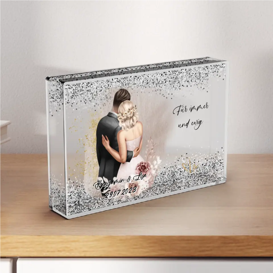 Hochzeit - Schneekugel Silber Glitzer