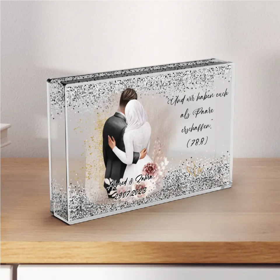 Paar Hochzeit - Schneekugel Silber Glitzer
