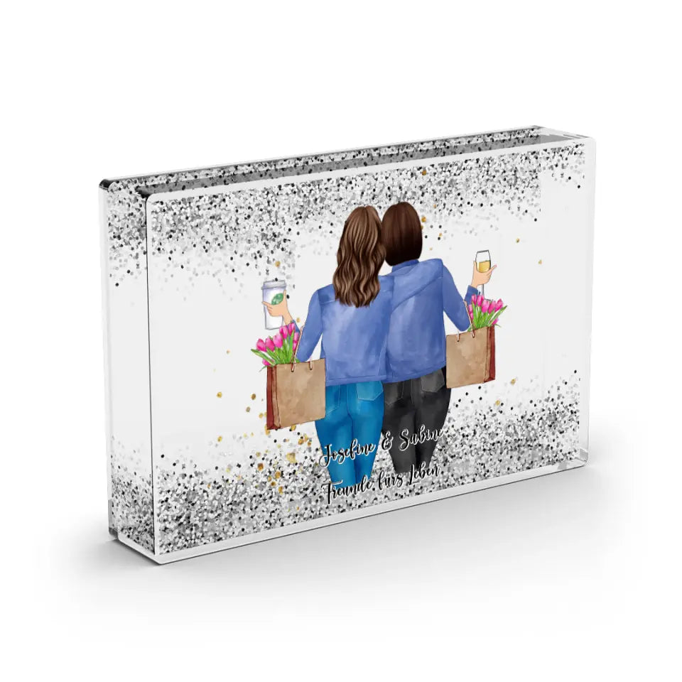 Beste Freundin - Schneekugel Silber Glitzer