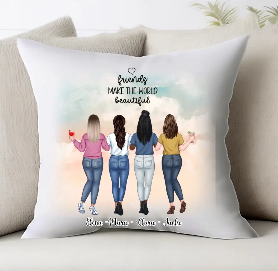 2-4 Freundinnen Personalisiertes Kissen