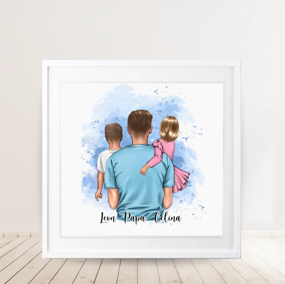 Papa & 1-2 Kinder Poster