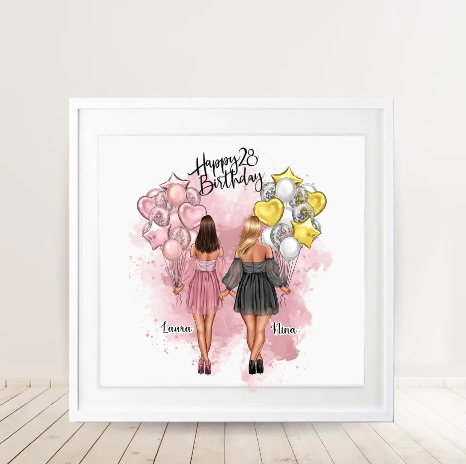 Birthday Freundinnen Poster Bestseller #1 Geschenk