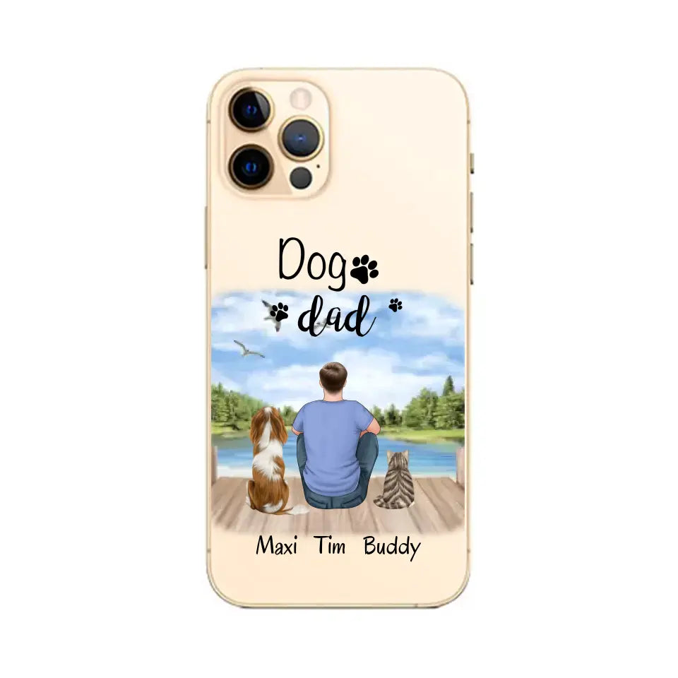 Herrchen/Frauchen mit 2 Haustieren (Hund/Katze)Handyhülle