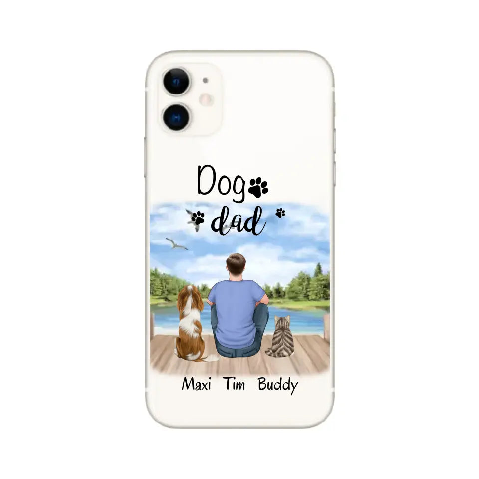 Herrchen/Frauchen mit 2 Haustieren (Hund/Katze)Handyhülle