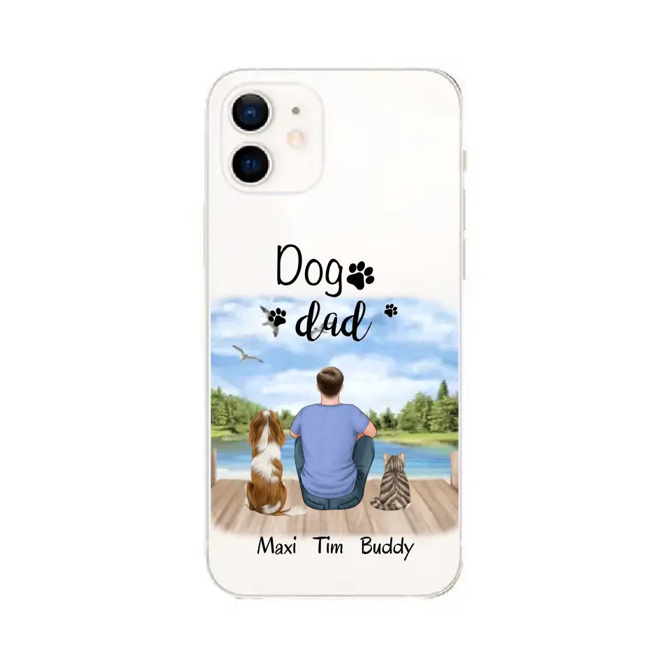 Herrchen/Frauchen mit 2 Haustieren (Hund/Katze)Handyhülle