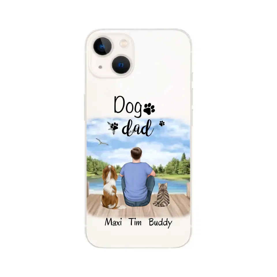 Herrchen/Frauchen mit 2 Haustieren (Hund/Katze)Handyhülle