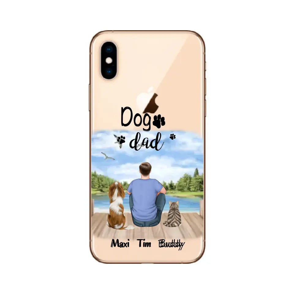 Herrchen/Frauchen mit 2 Haustieren (Hund/Katze)Handyhülle
