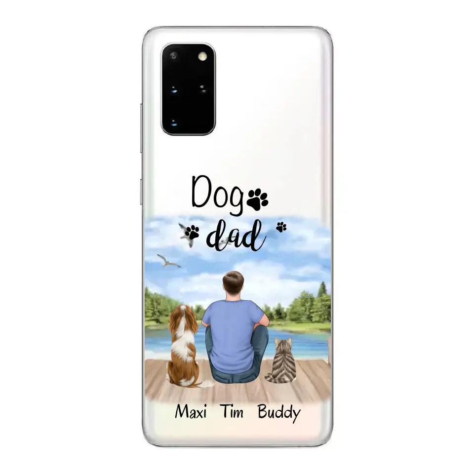 Herrchen/Frauchen mit 2 Haustieren (Hund/Katze)Handyhülle