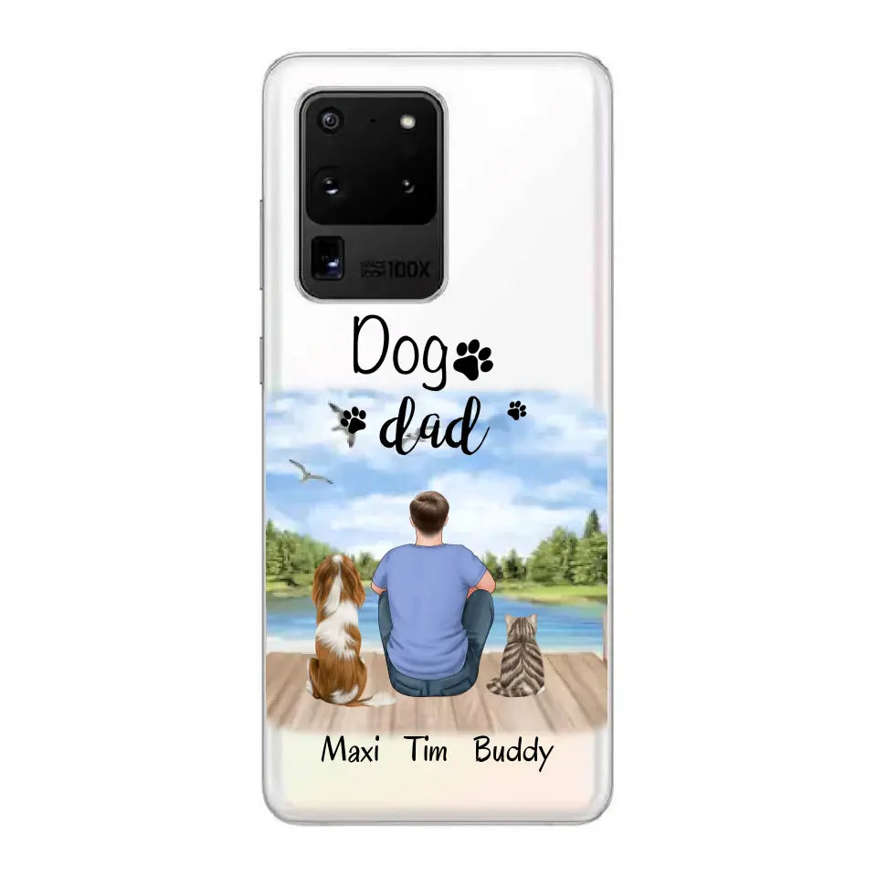 Herrchen/Frauchen mit 2 Haustieren (Hund/Katze)Handyhülle
