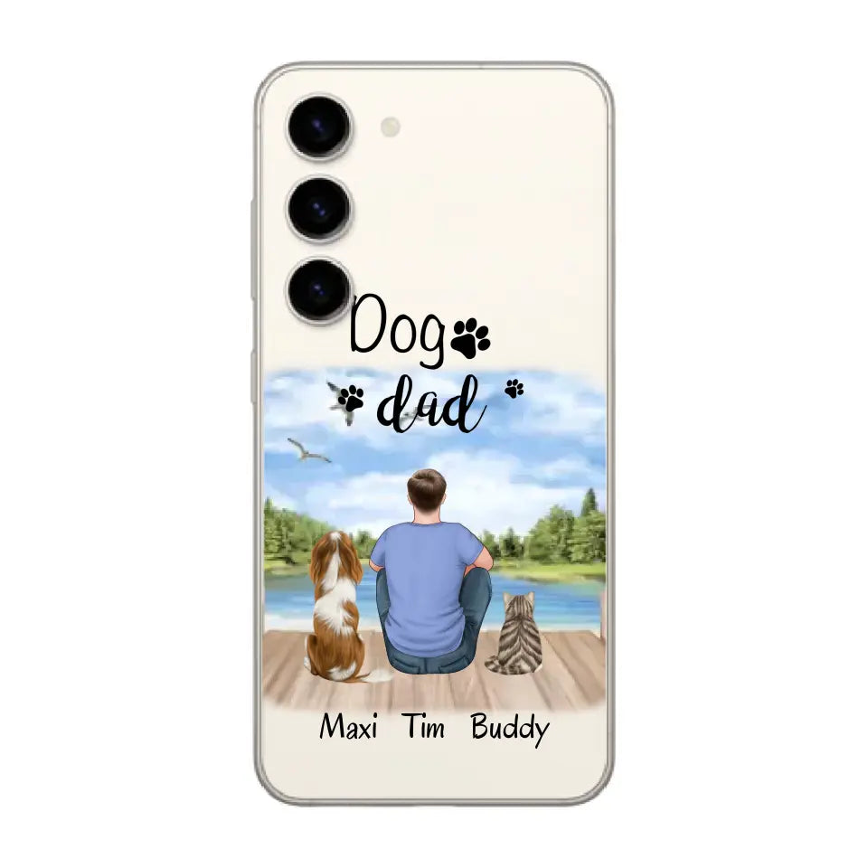 Herrchen/Frauchen mit 2 Haustieren (Hund/Katze)Handyhülle