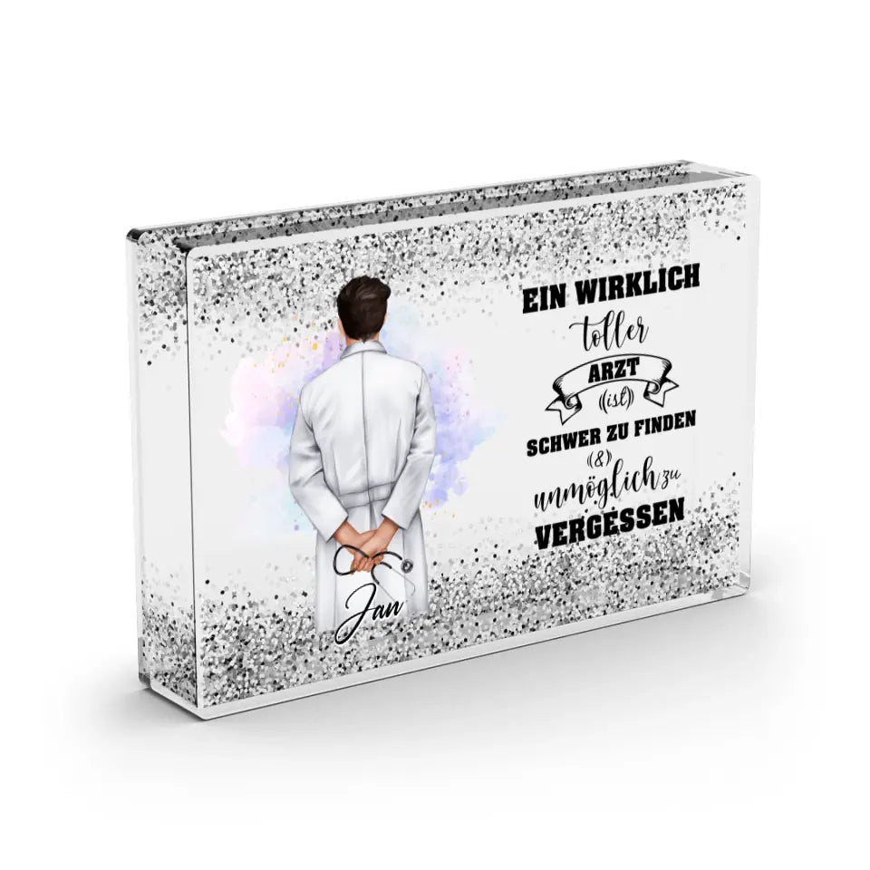 Arzt/Ärztin - Schneekugel Silber Glitzer