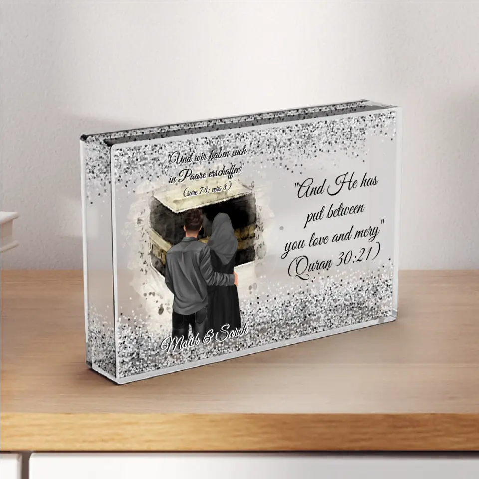 Muslim Couple - Schneekugel Silber Glitzer