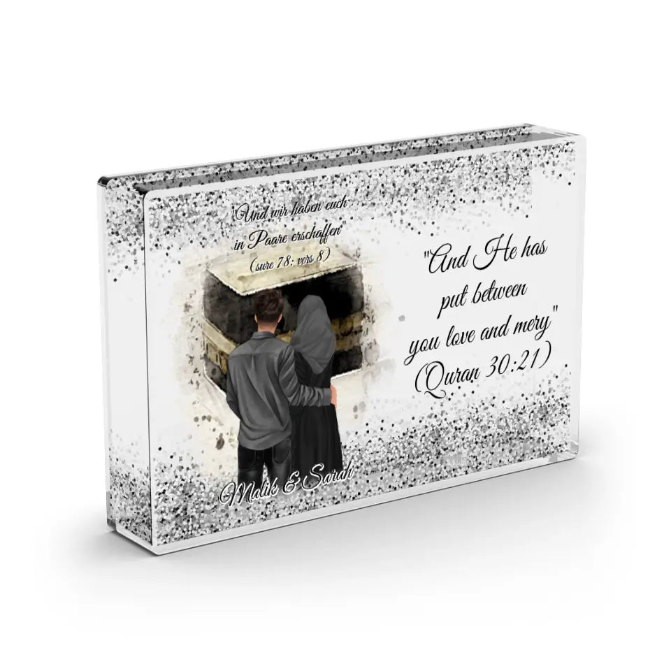 Muslim Couple - Schneekugel Silber Glitzer