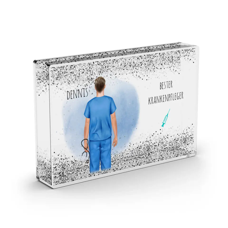 Krankenpfleger - Schneekugel Silber Glitzer
