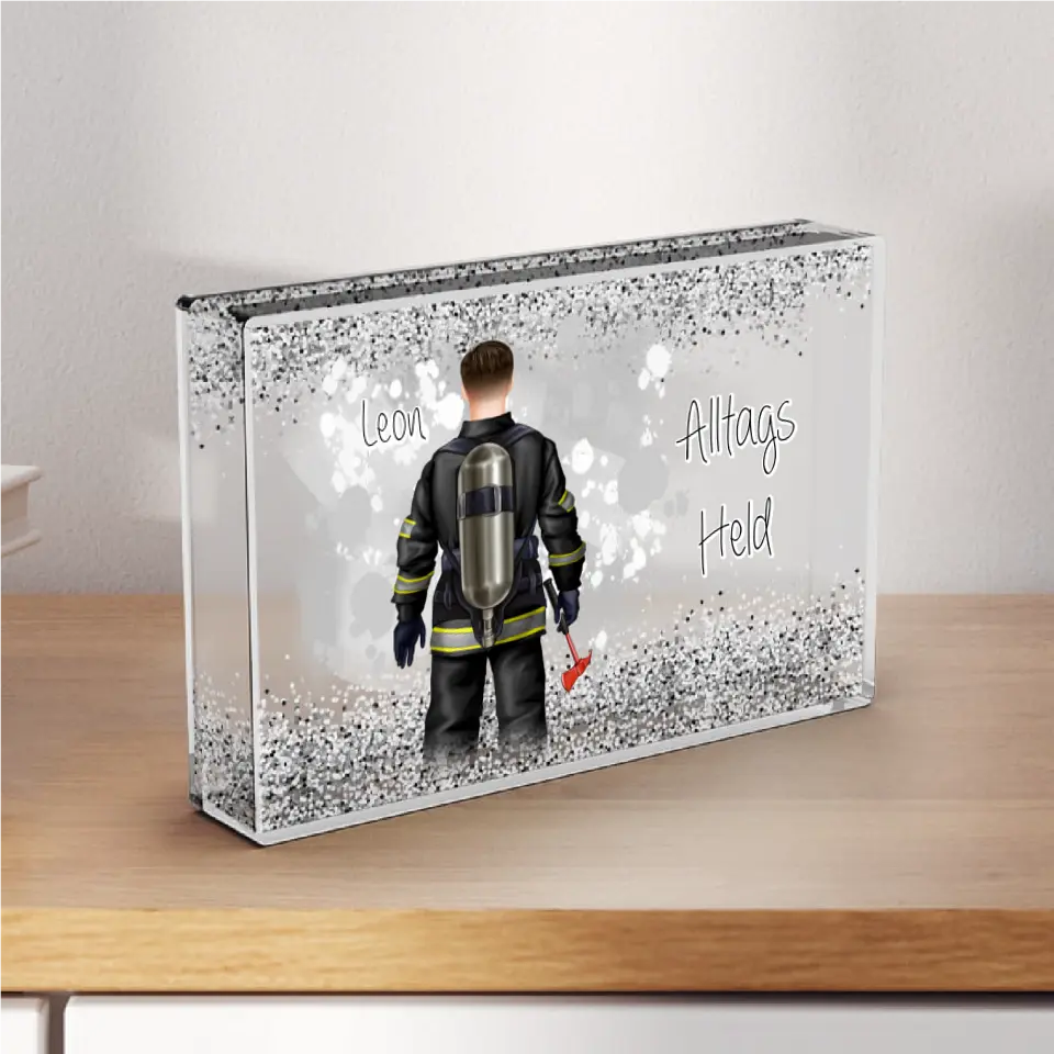 1-2 Personen Feuerwehr - Schneekugel Silber Glitzer