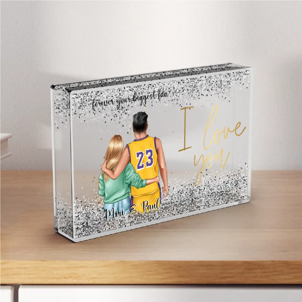 Basketball Paar - Schneekugel Silber Glitzer