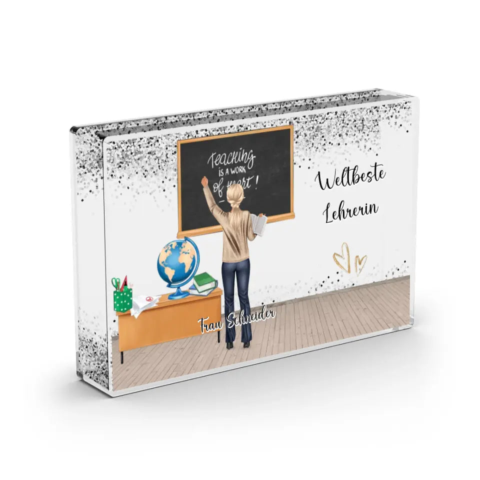 Lehrerin - Schneekugel Silber Glitzer
