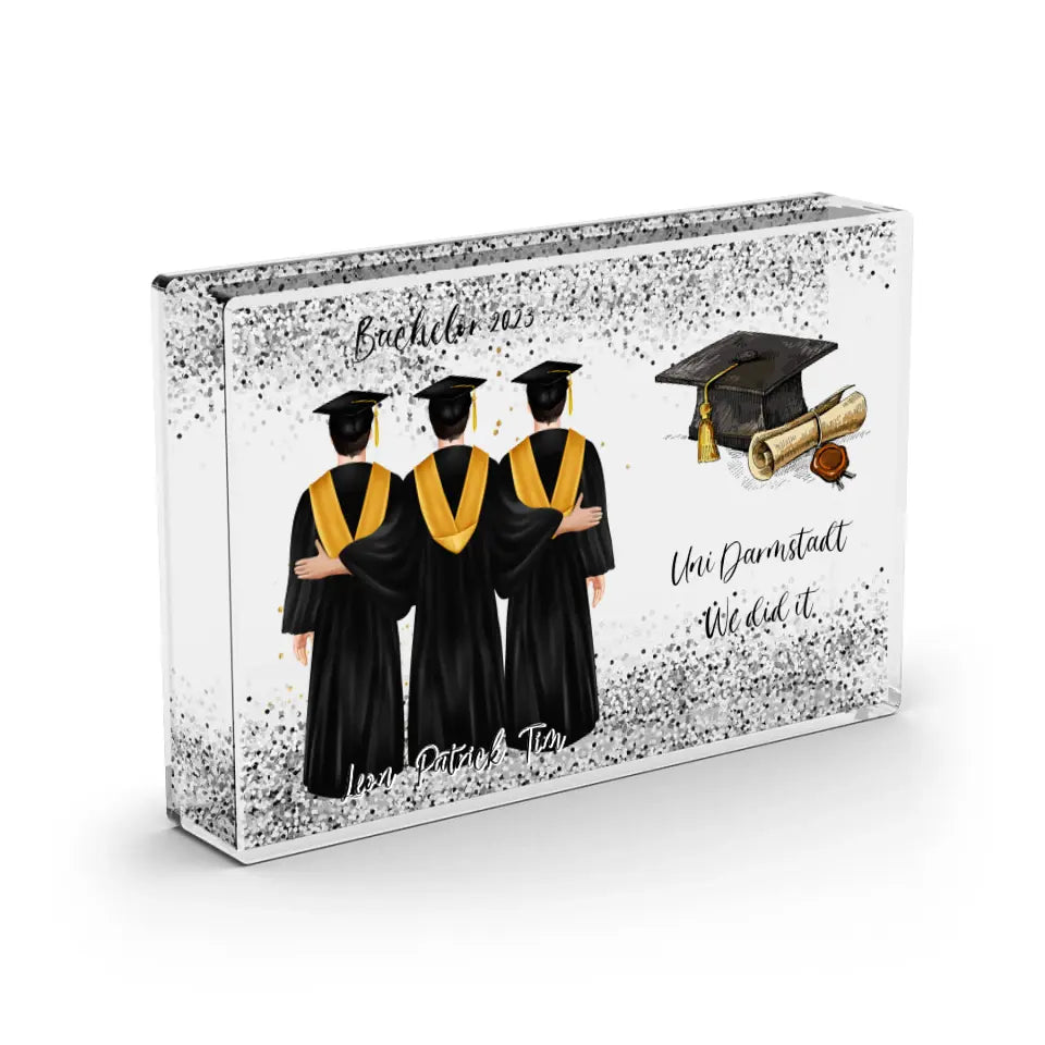 Abschluss 2-4 Freunde - Schneekugel Silber Glitzer