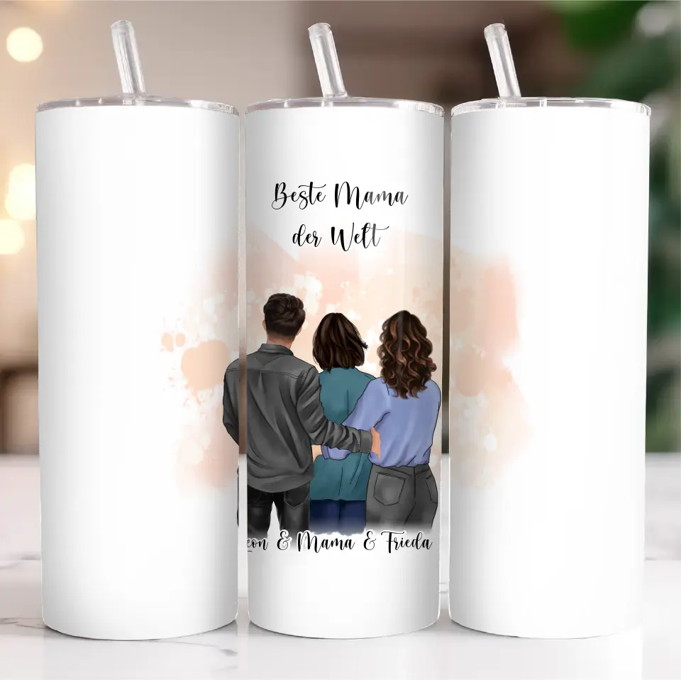 Mama mit Sohn & 1-2 Töchter Tasse / Thermobecher