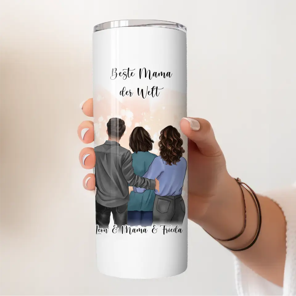 Mama mit Sohn & 1-2 Töchter Tasse / Thermobecher