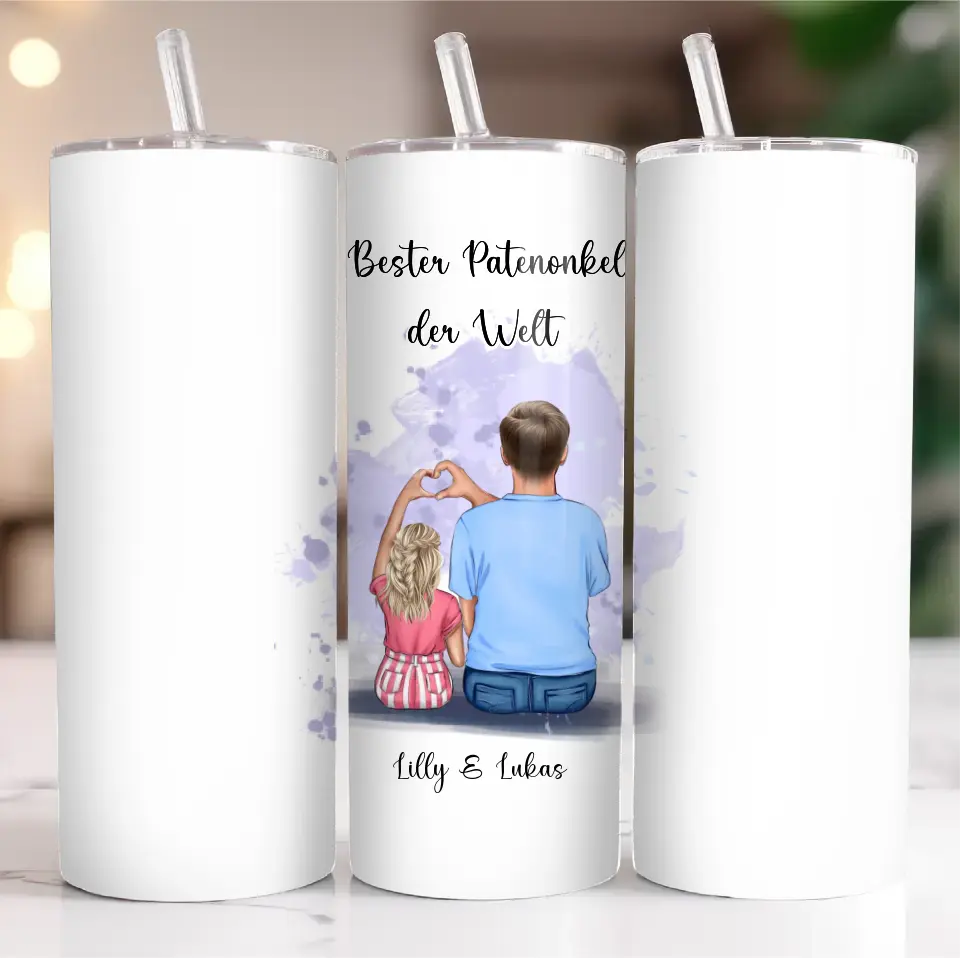 Patenonkel/ Patentante mit Kind Tasse / Thermobecher