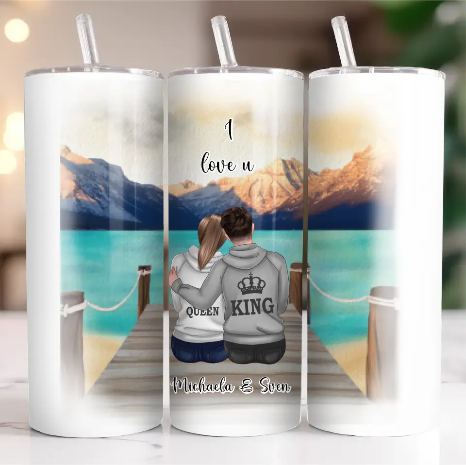 King & Queen Personalisierte Paar Tasse / Thermobecher