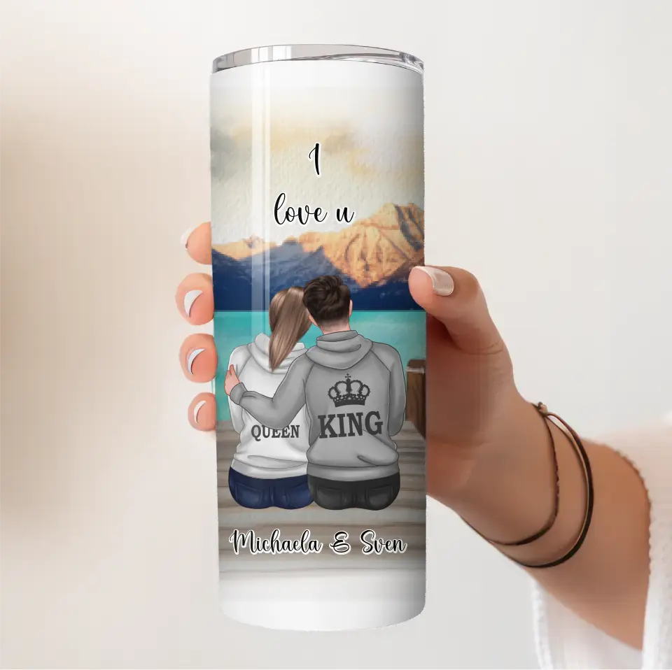King & Queen Personalisierte Paar Tasse / Thermobecher
