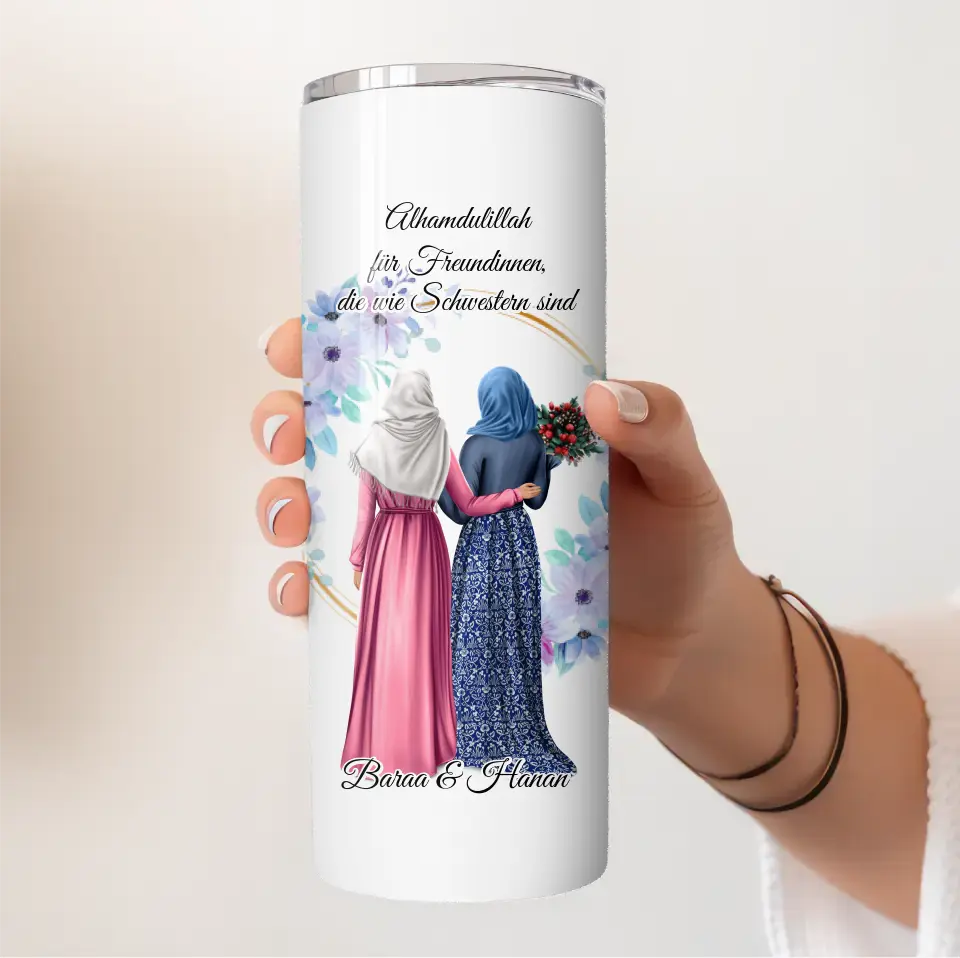 Freundinnen Tasse / Thermobecher mit Kopftuch & Haare 2-6 Freundinnen