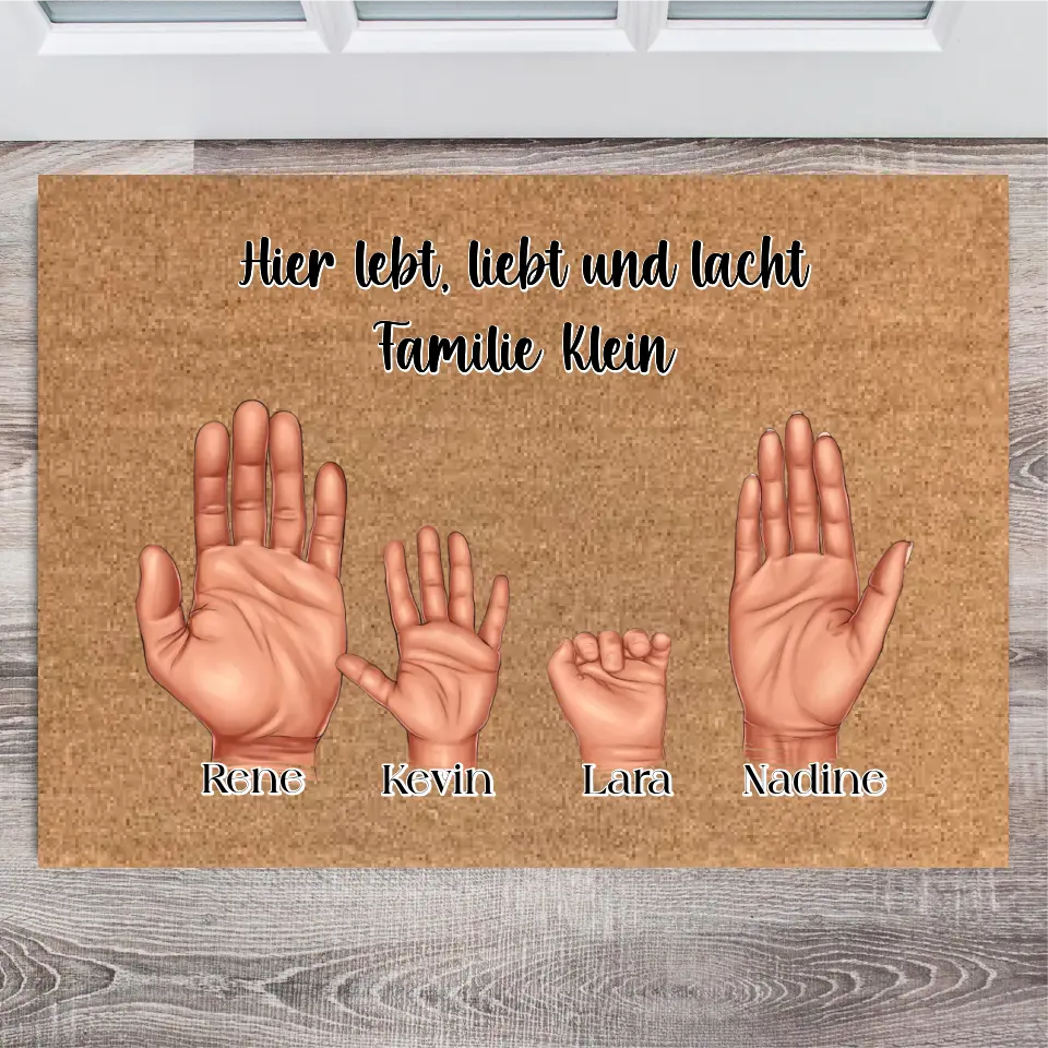 Personalisierte Fußmatte Hände 2-7 Personen + Haustier