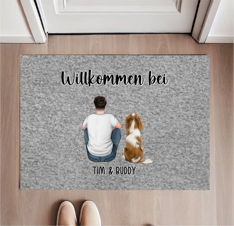Personalisierte Fußmatte Mann/Frau mit 1 Haustier