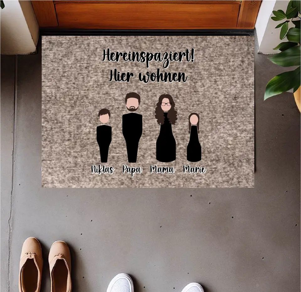 Personalisierte Fußmatte Familie 2-6 Personen