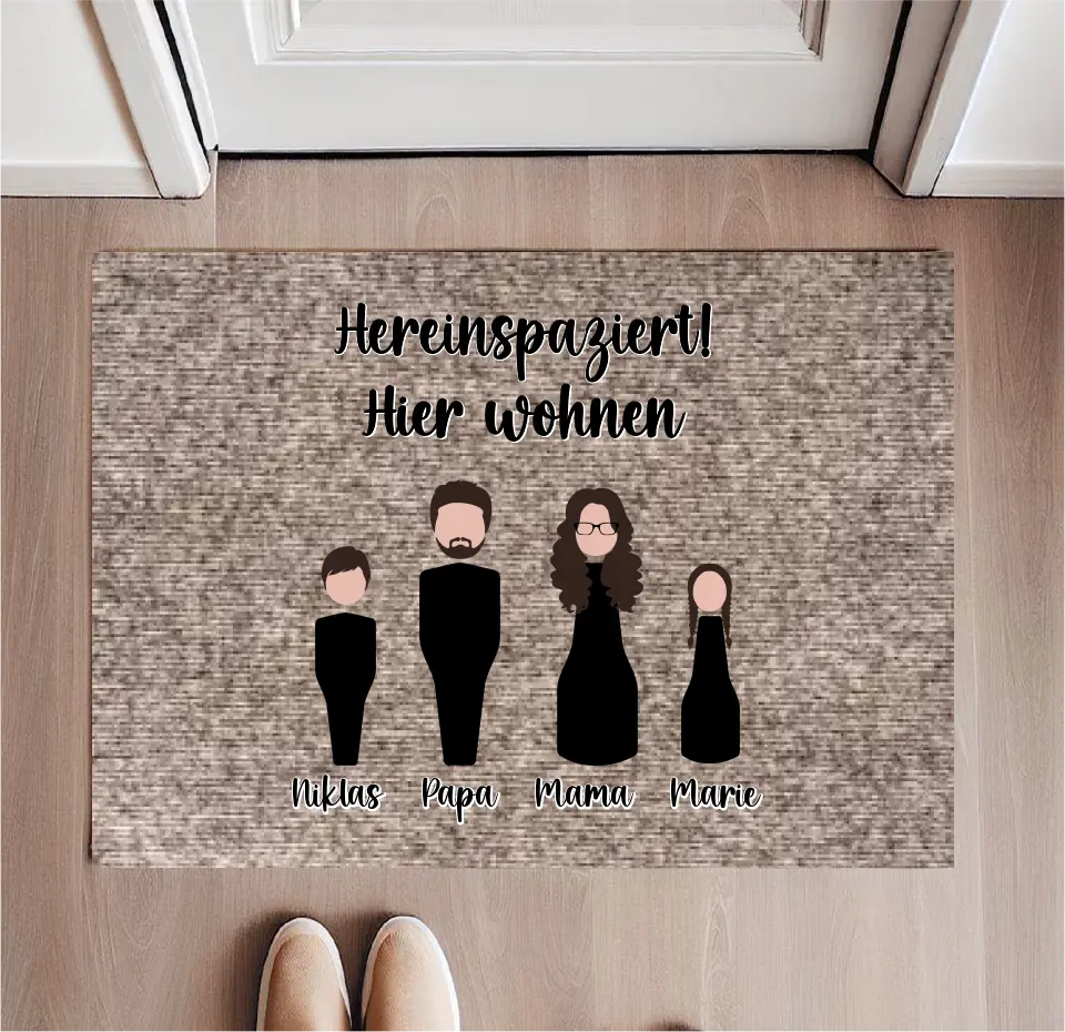 Personalisierte Fußmatte Familie 2-6 Personen