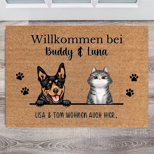 Personalisierte Fußmatte 1-5 Hunde & Katzen