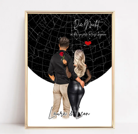 Paar mit Sternenkarte o. Stadtkarte