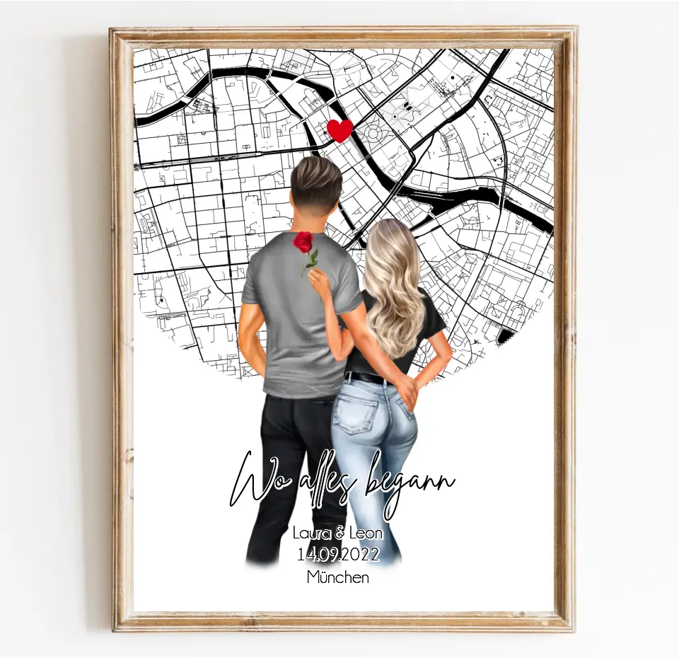 Paar mit Stadtkarte o. Sternenhimmel