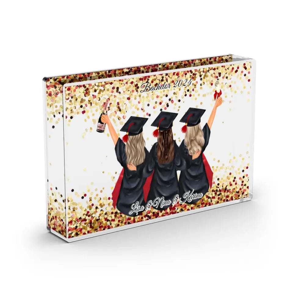 Abschluss 3 Freundinnen - Schneekugel RoseGold Pailletten