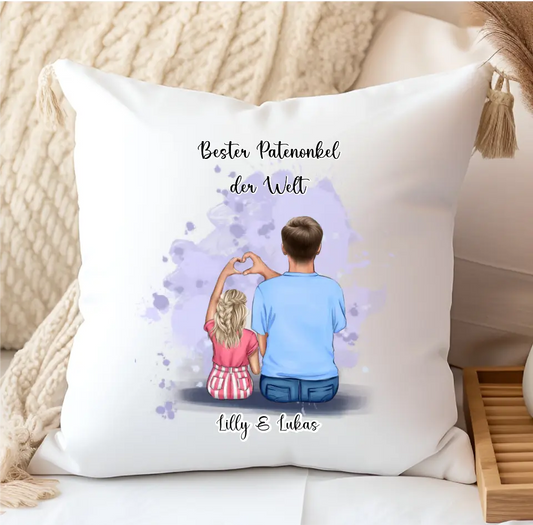 Patenonkel/ Patentante mit Kind Kissen