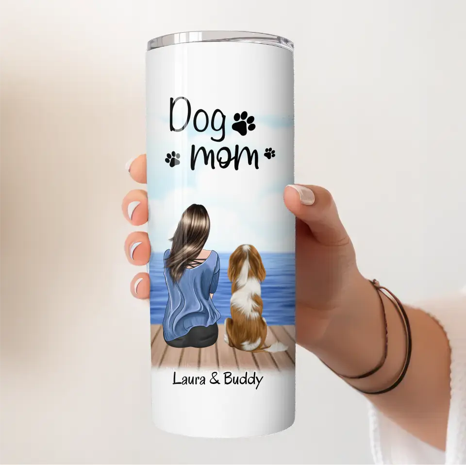 Frau/Mann mit Hund/Katze Haustier Tasse / Thermobecher