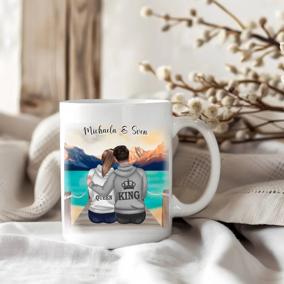 King & Queen Personalisierte Paar Tasse / Thermobecher