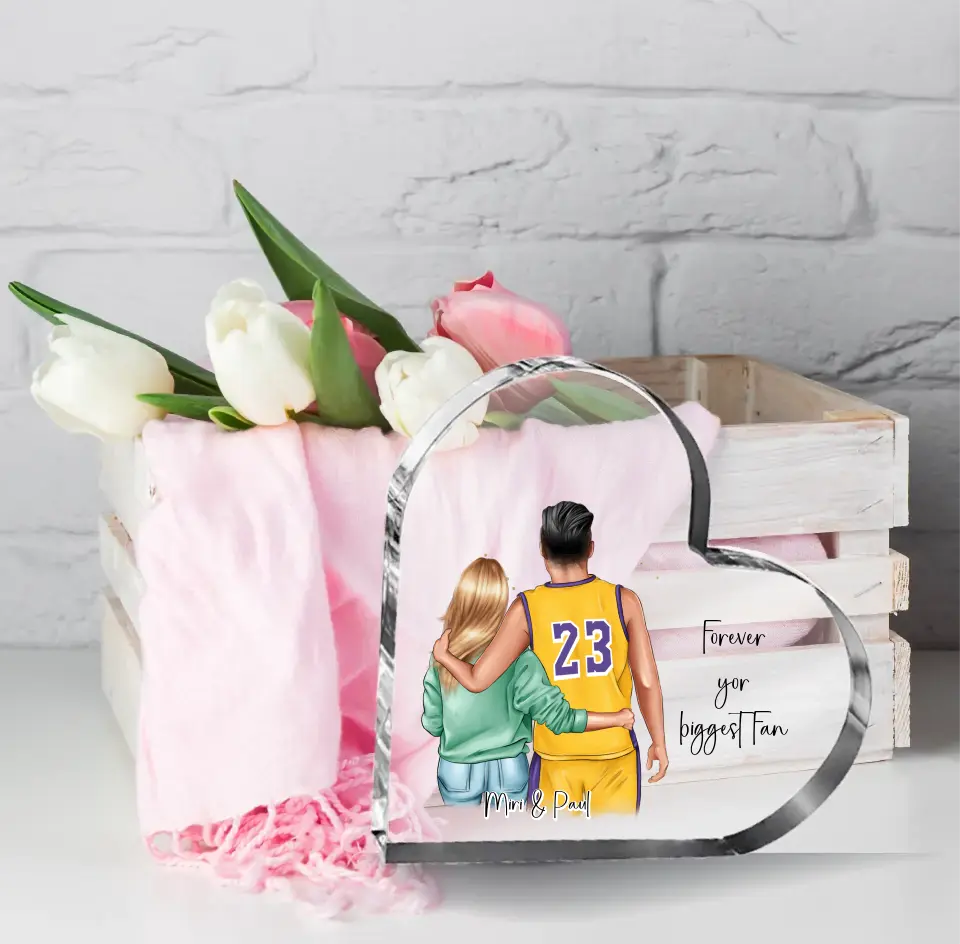 Basketball Paar Herz Glasaufsteller
