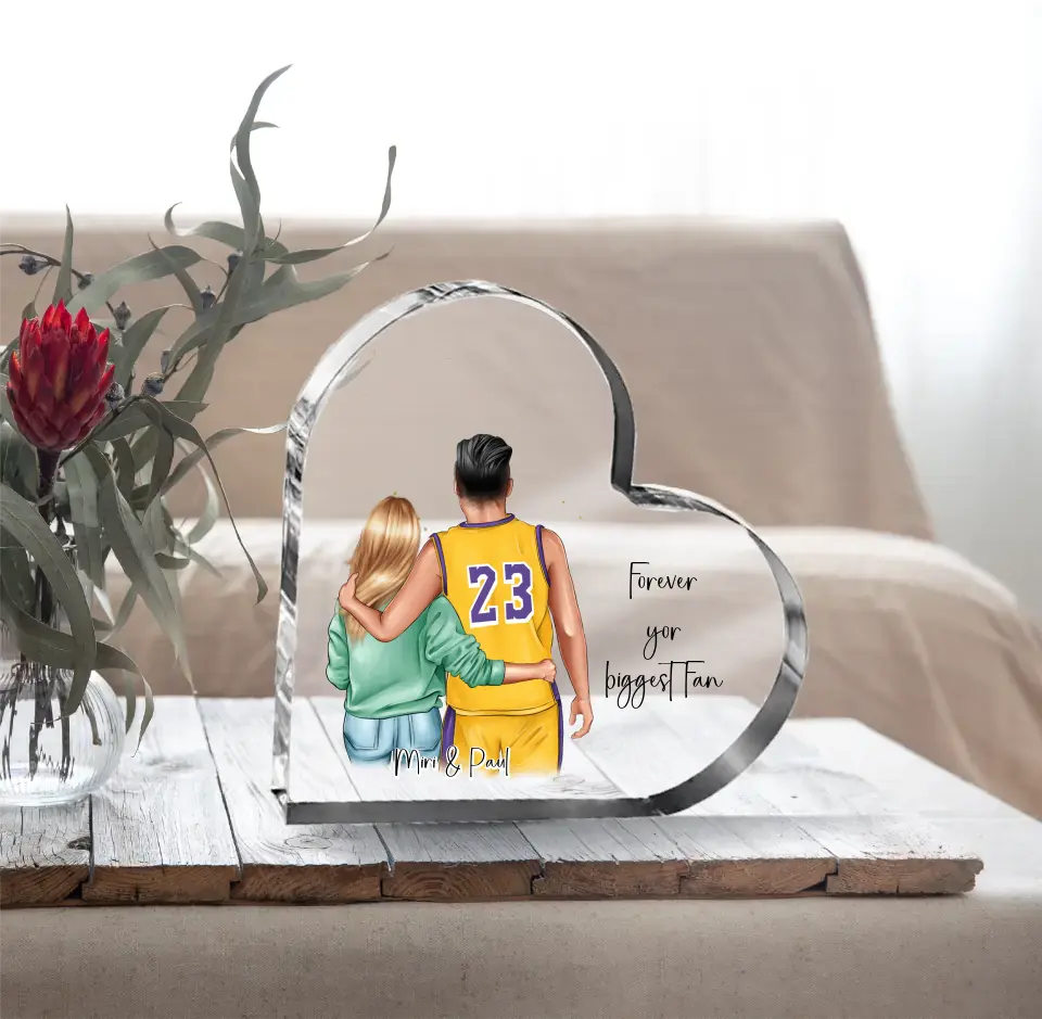 Basketball Paar Herz Glasaufsteller