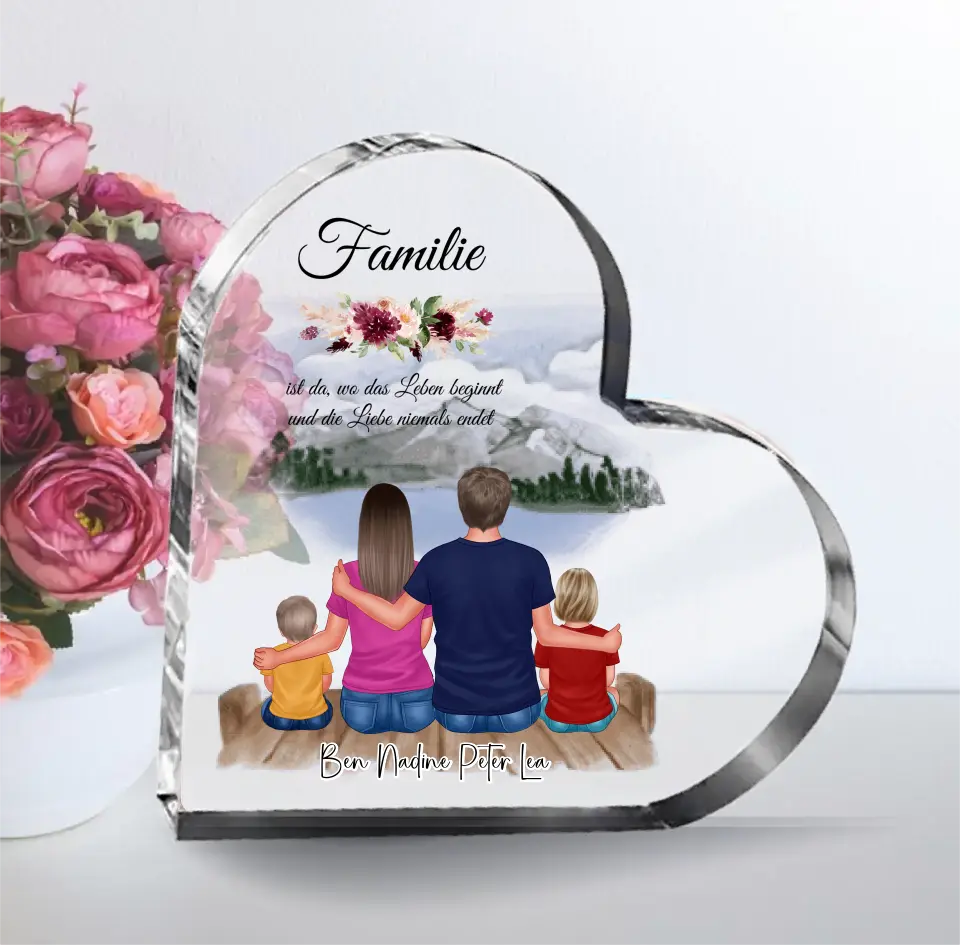 Familie Herz Glasaufsteller