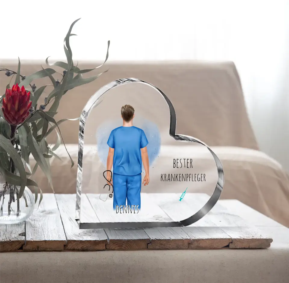 Krankenpfleger Herz Glasaufsteller