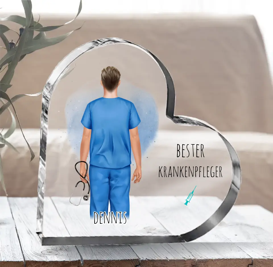 Krankenpfleger Herz Glasaufsteller