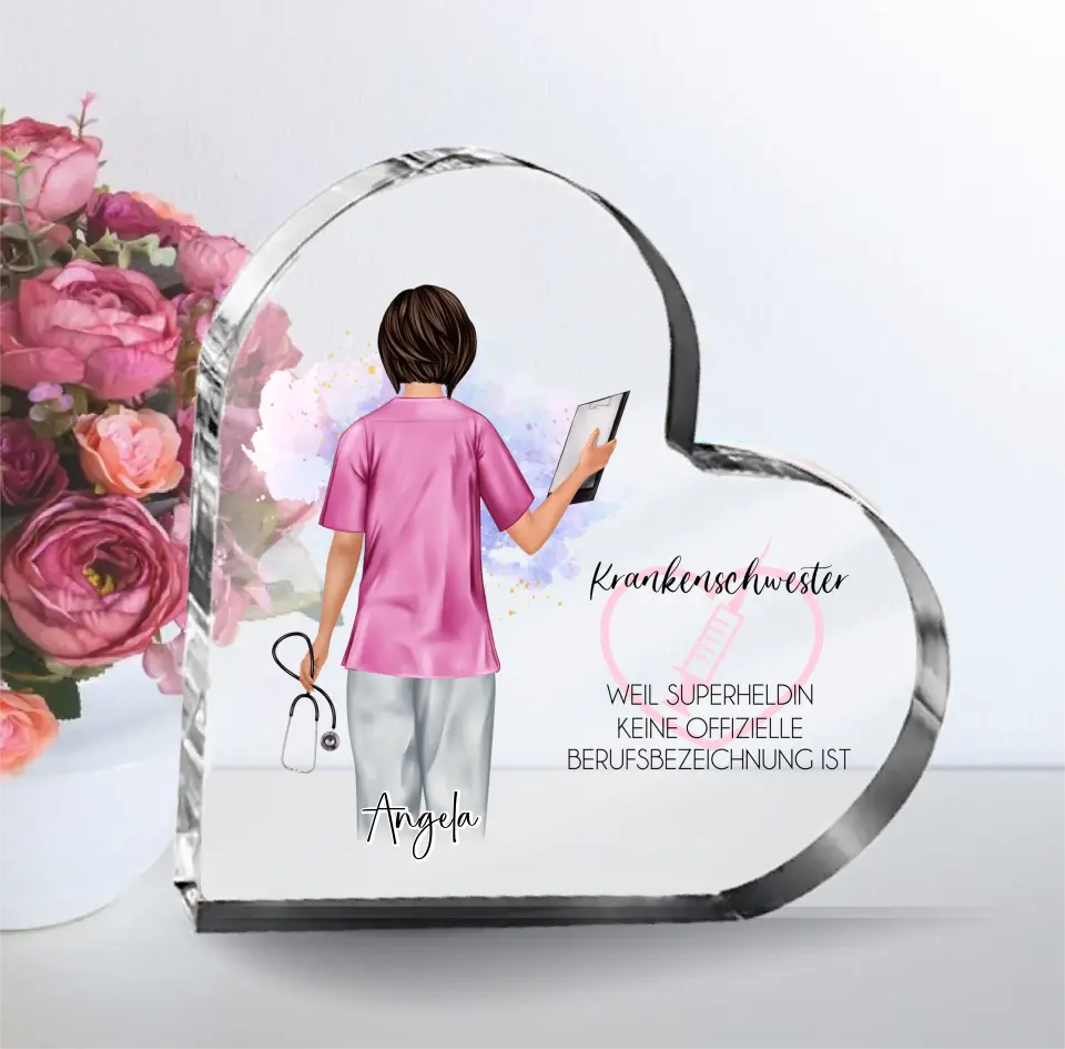 Krankenschwester Herz Glasaufsteller