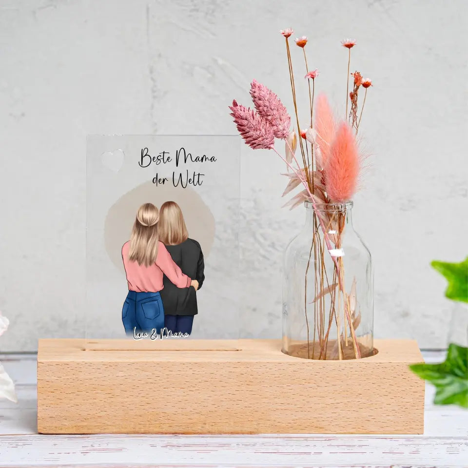 Mutter & Tochter Acrylschild mit Vase
